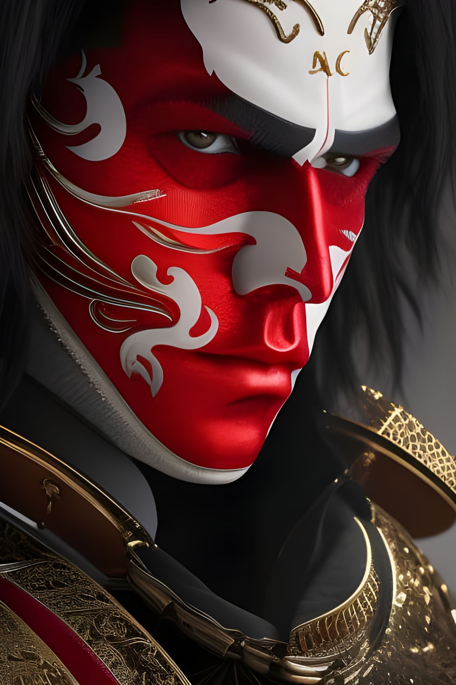 Handsome Vampire in Scarlet Mask, Digital Portrait