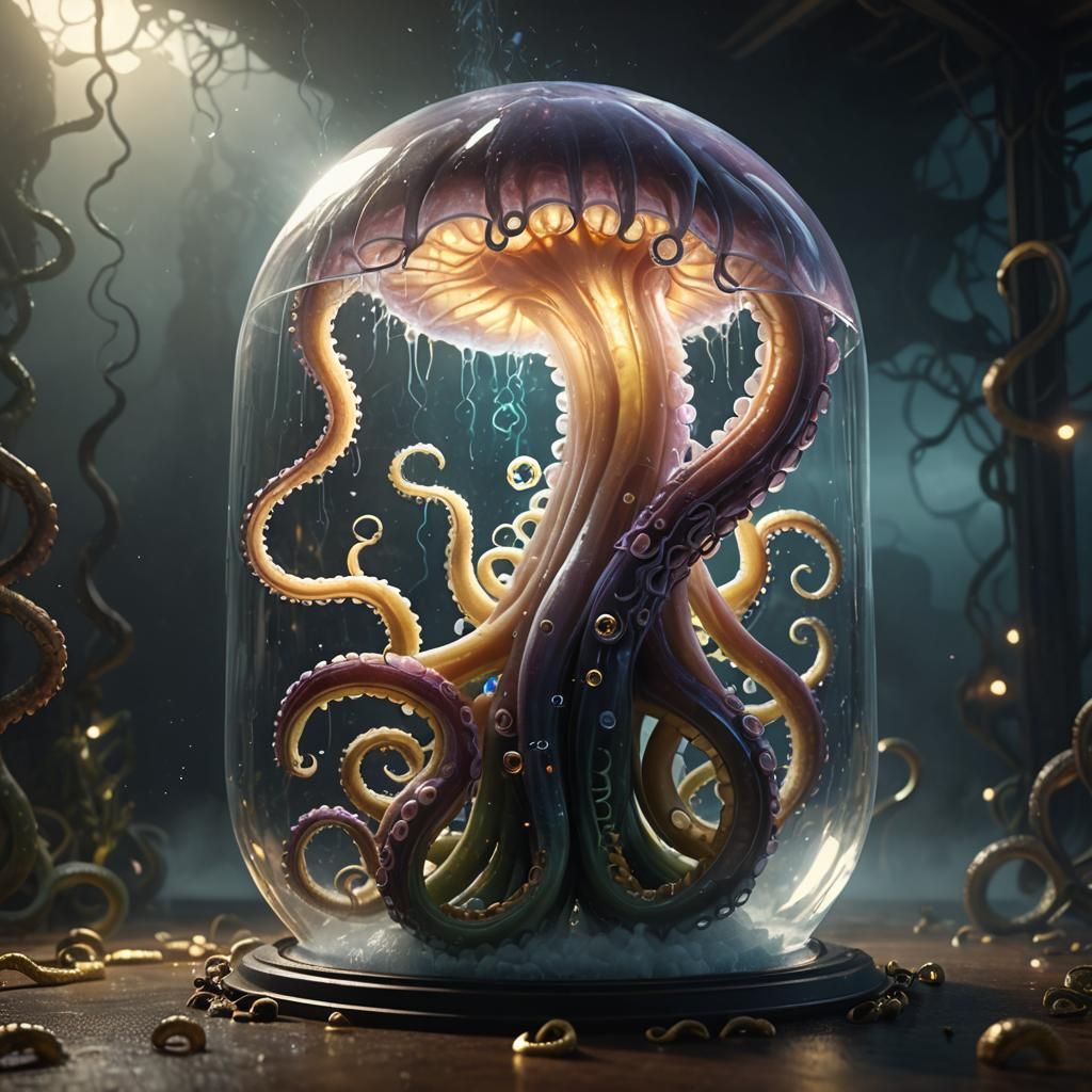 Giant Tentacle Reaching for Brain: Cinematic 3D Render