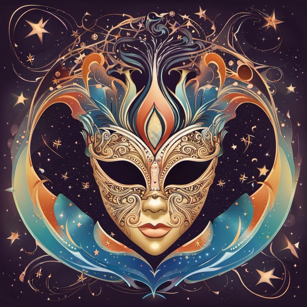 World Music Band Logo with Venetian Mask