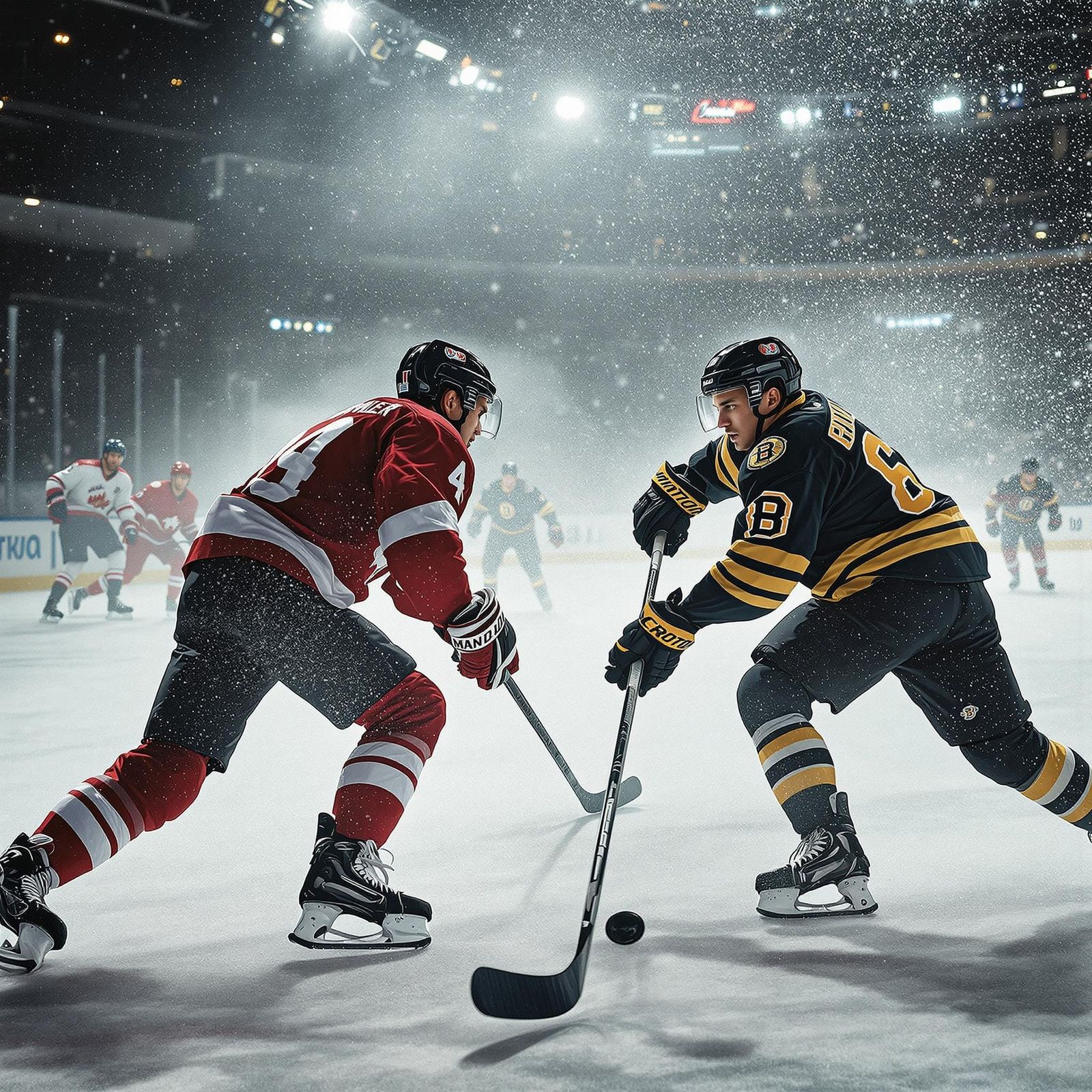 Retro Hockey Game in Vintage Arena
