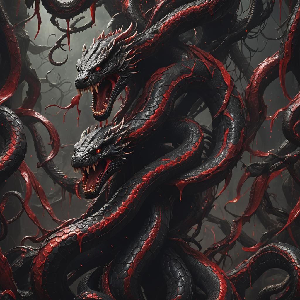 Dramatic Cobra with Dripping Blood: Digital Matte Painting