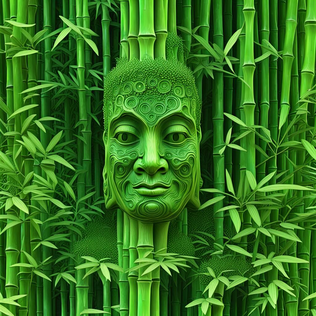 Mandelbulb Bamboo Tree with Carved Faces