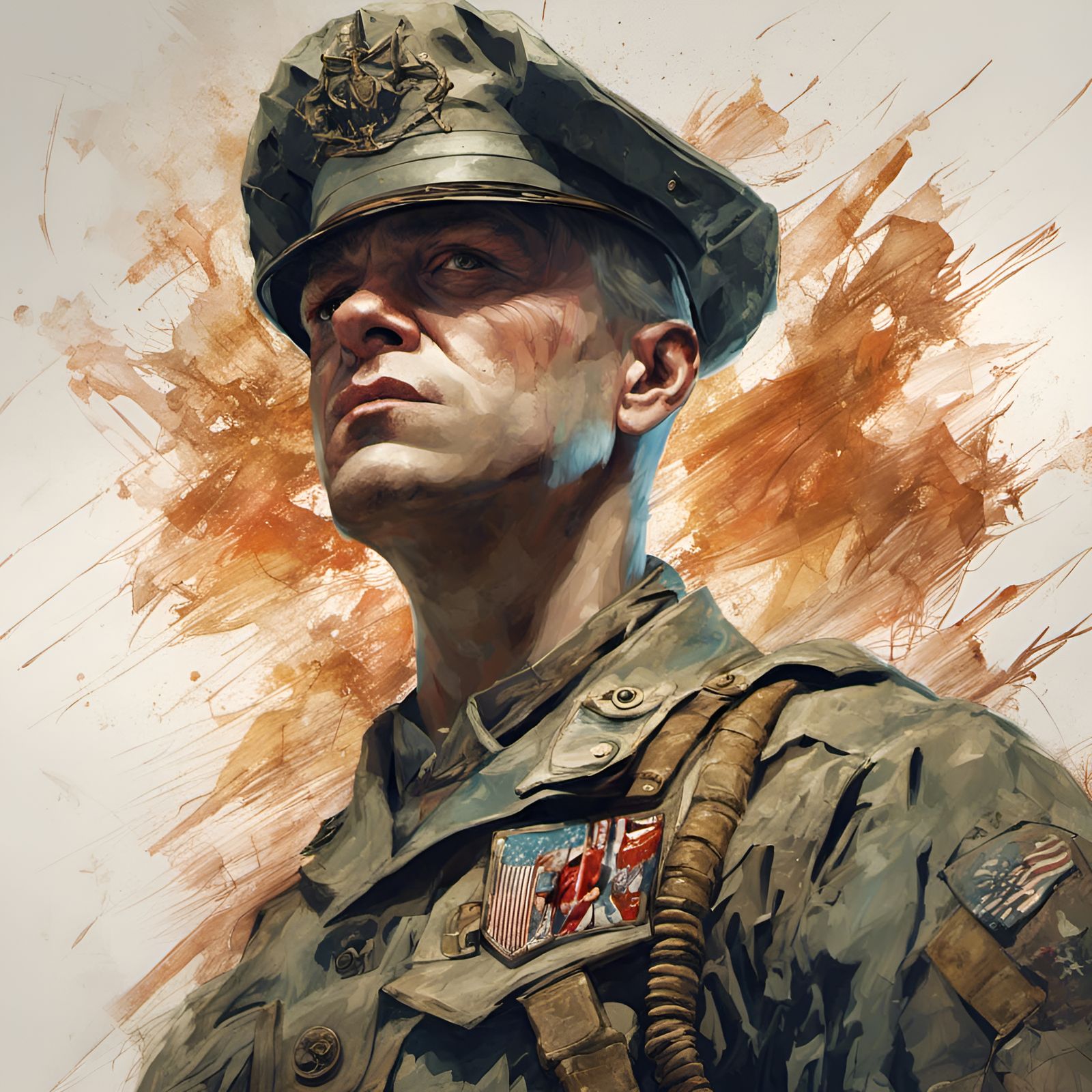 Soldier Comedian Portrait in Digital Illustration Style