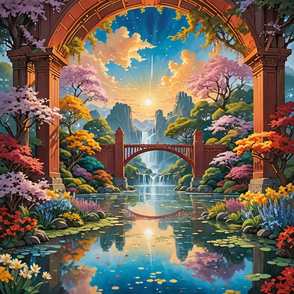 Ethereal Golden Gate to a Heavenly Realm