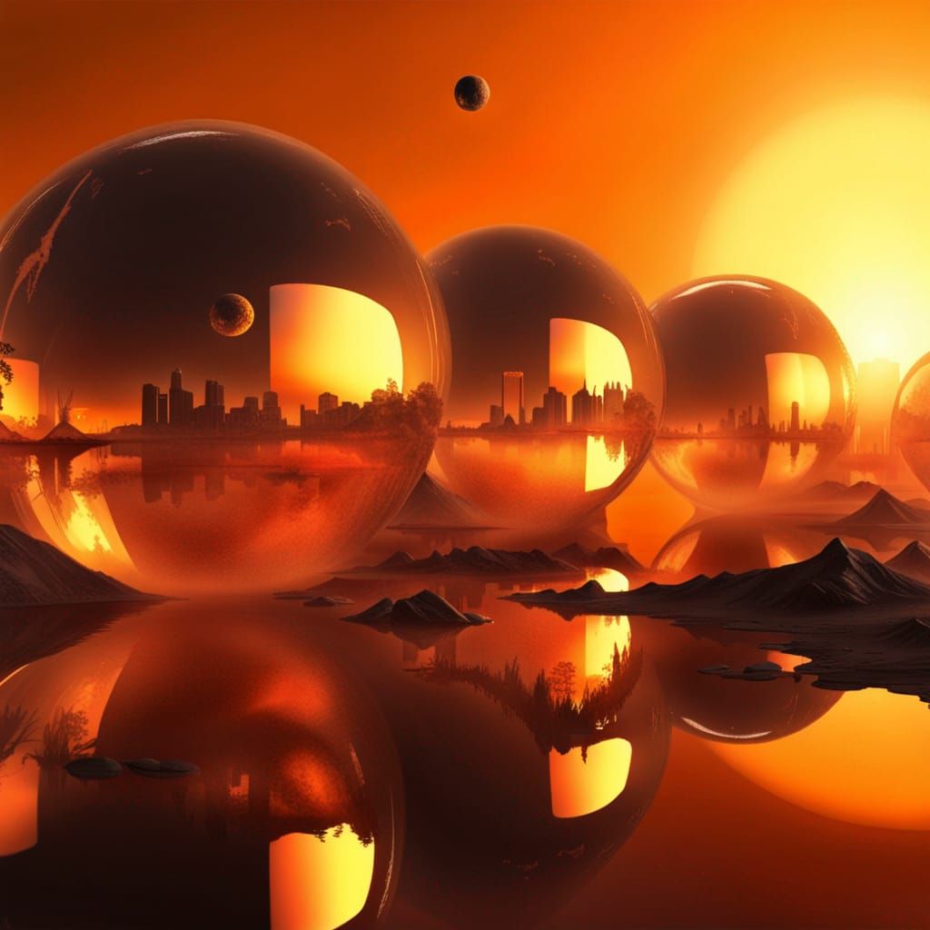 Post-Apocalyptic World with Luminous Spheres