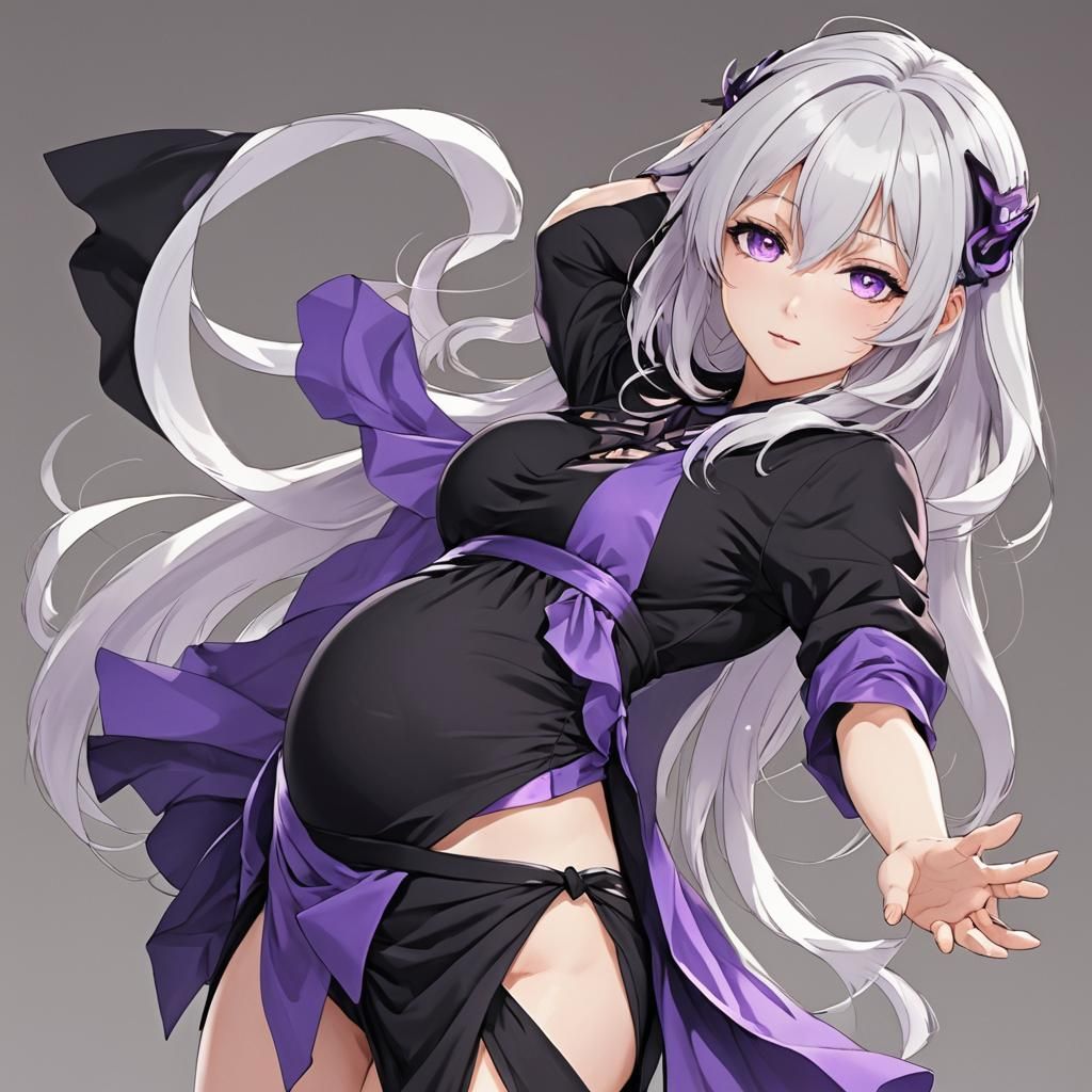 Pregnant Anime Dancer in Manga Style