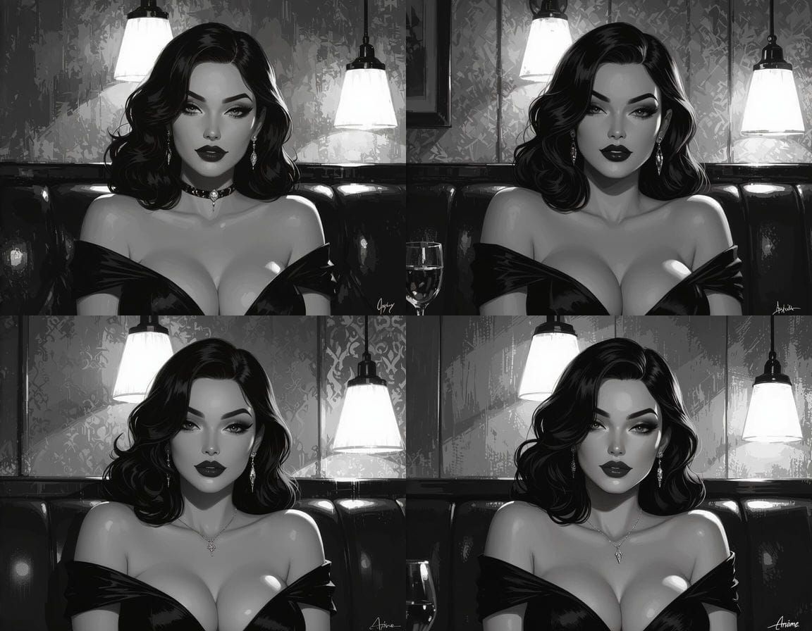 Femme Fatale Portrait in Noir Style