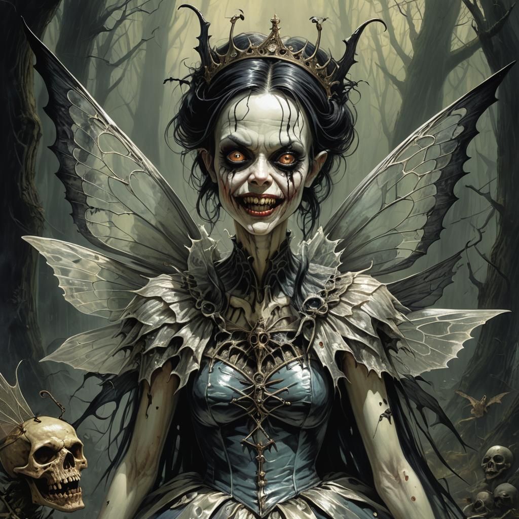 Gothic Horror Tooth Fairy in Dark Fantasy Style