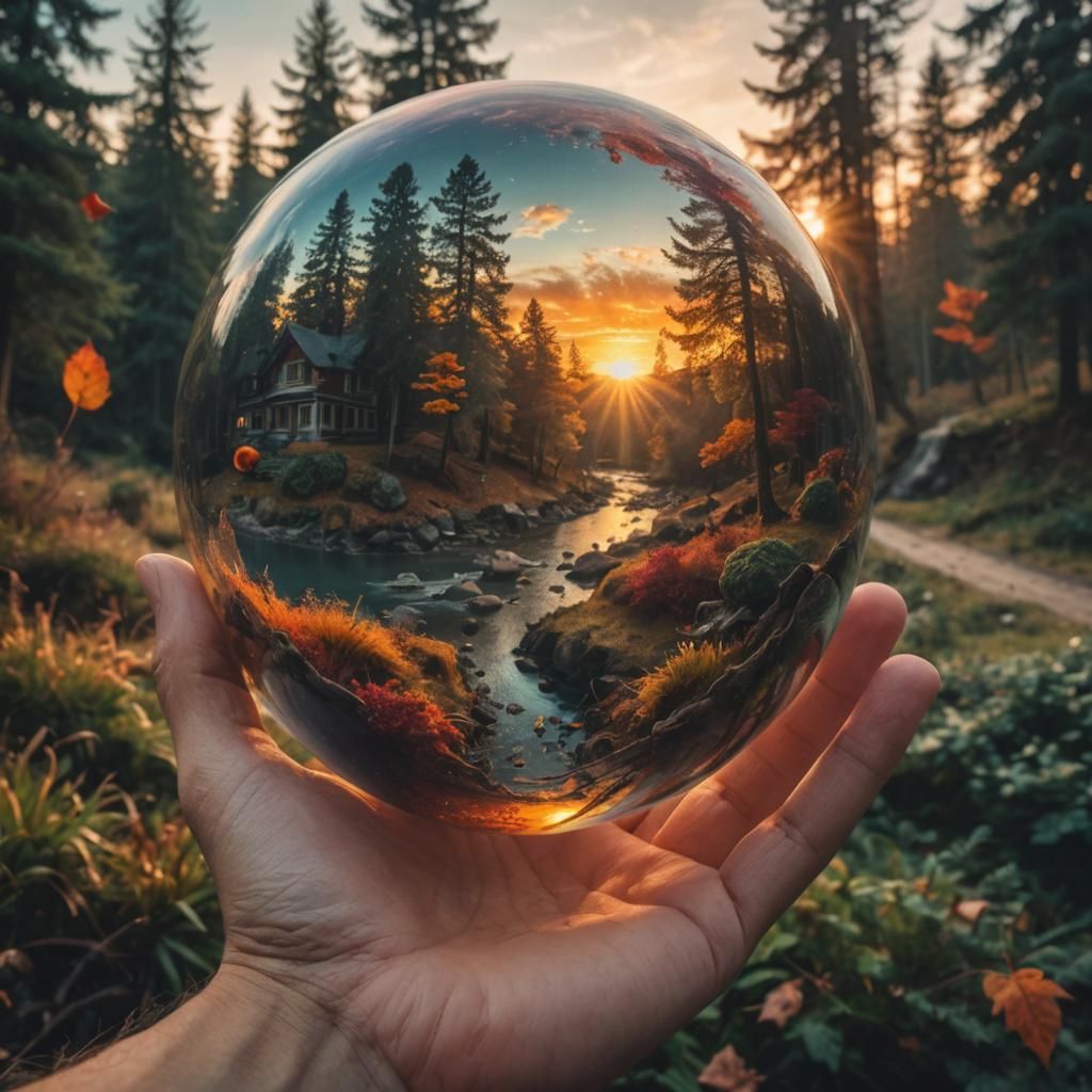 Sunset Sphere Optical Illusion in Hand