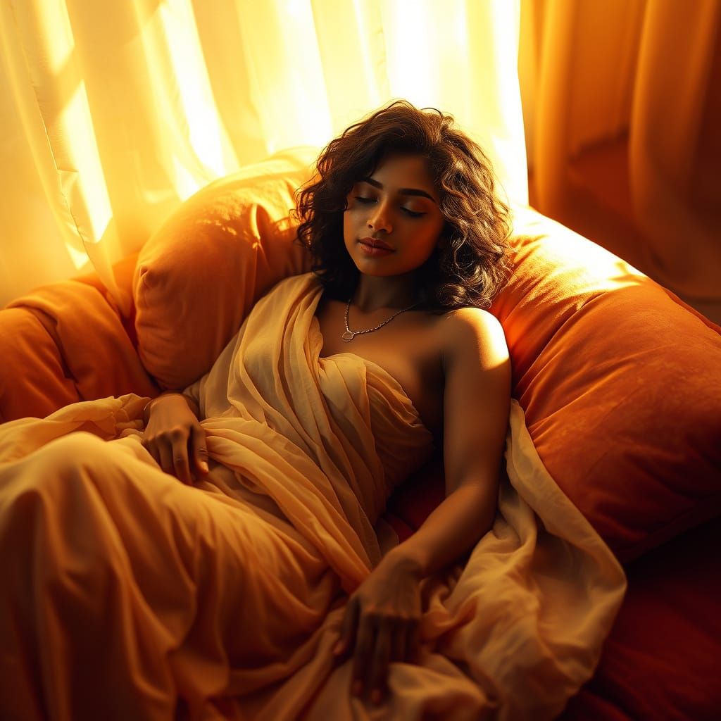 Serene Woman in Golden Light, 3D Game Cinematic