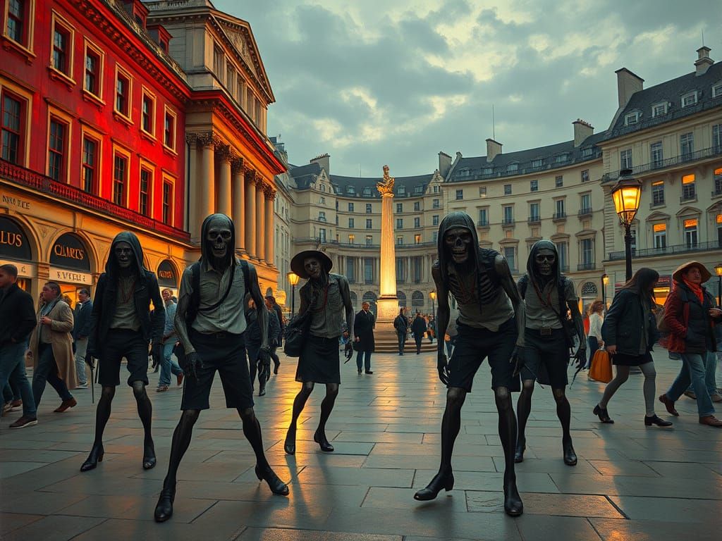 Zombies in Spats: Piccadilly Square Academic Art
