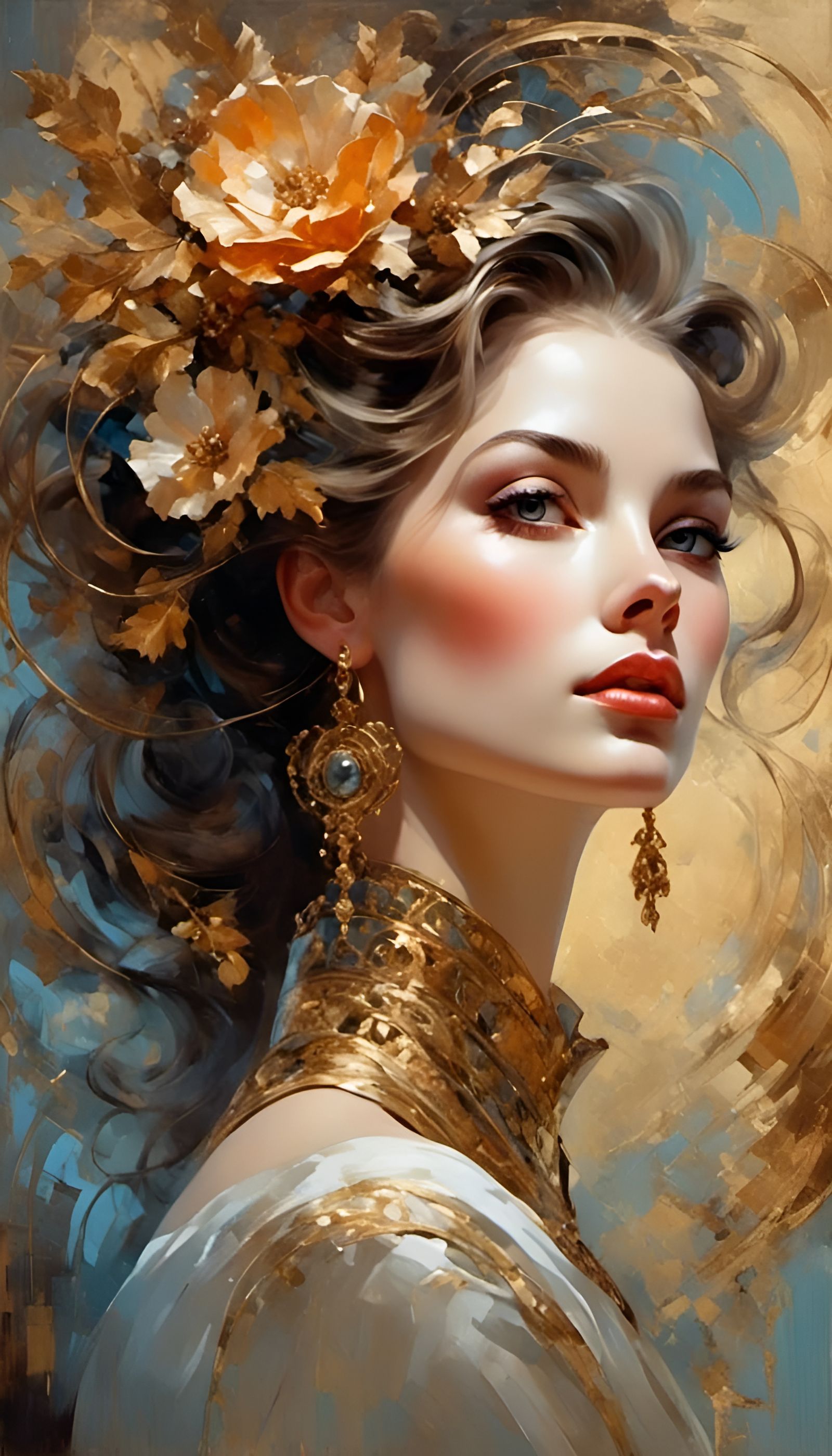 Psychedelic Portrait with Fractal and Swirling Elements