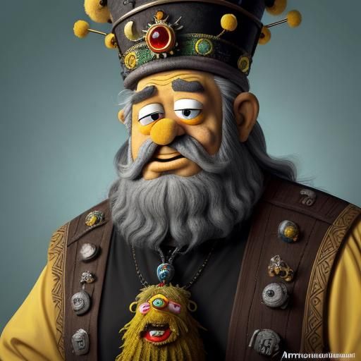 Crowned Muppet in Pop Surrealism Style