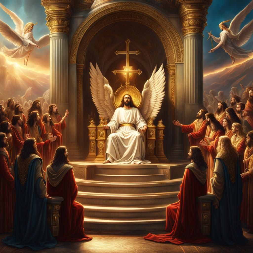 Christ Enthroned with Angels in Revelation