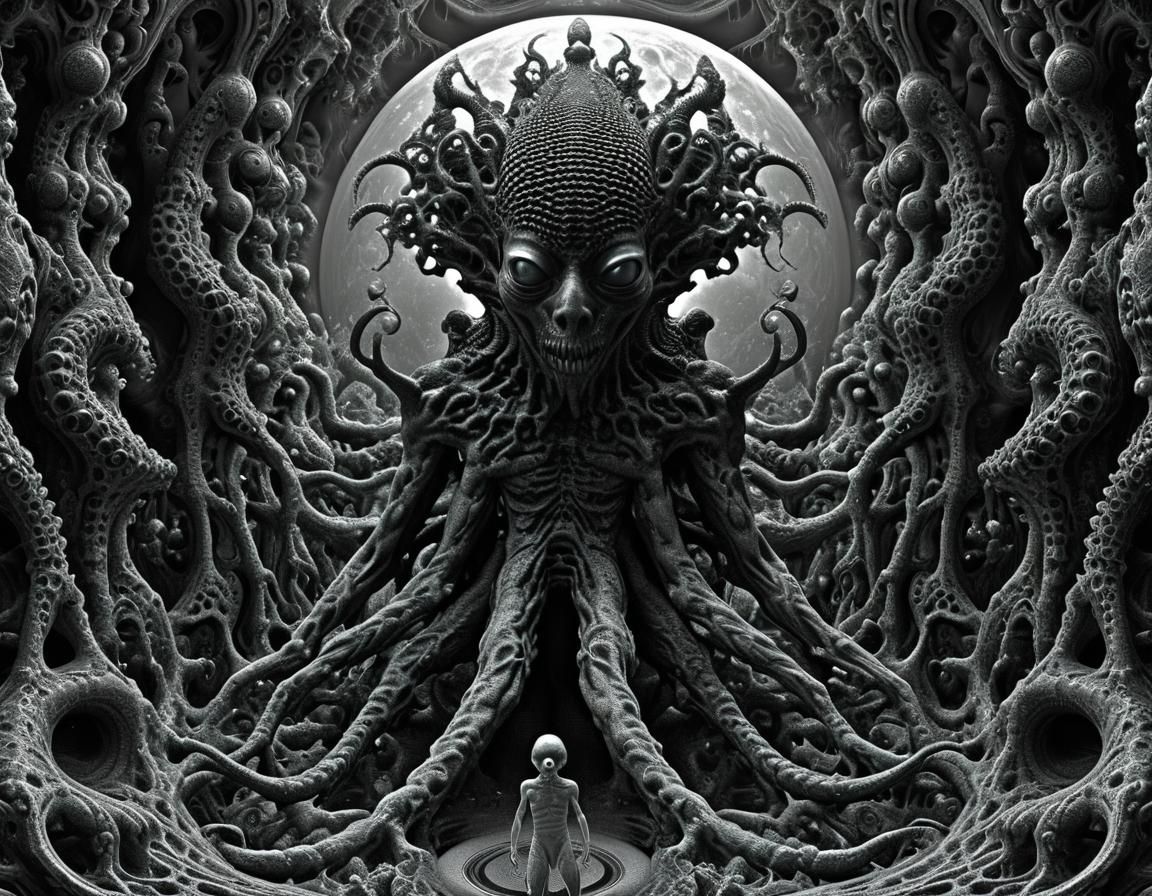 Nightmarish Mandelbulb Landscape in Deep Dream Style