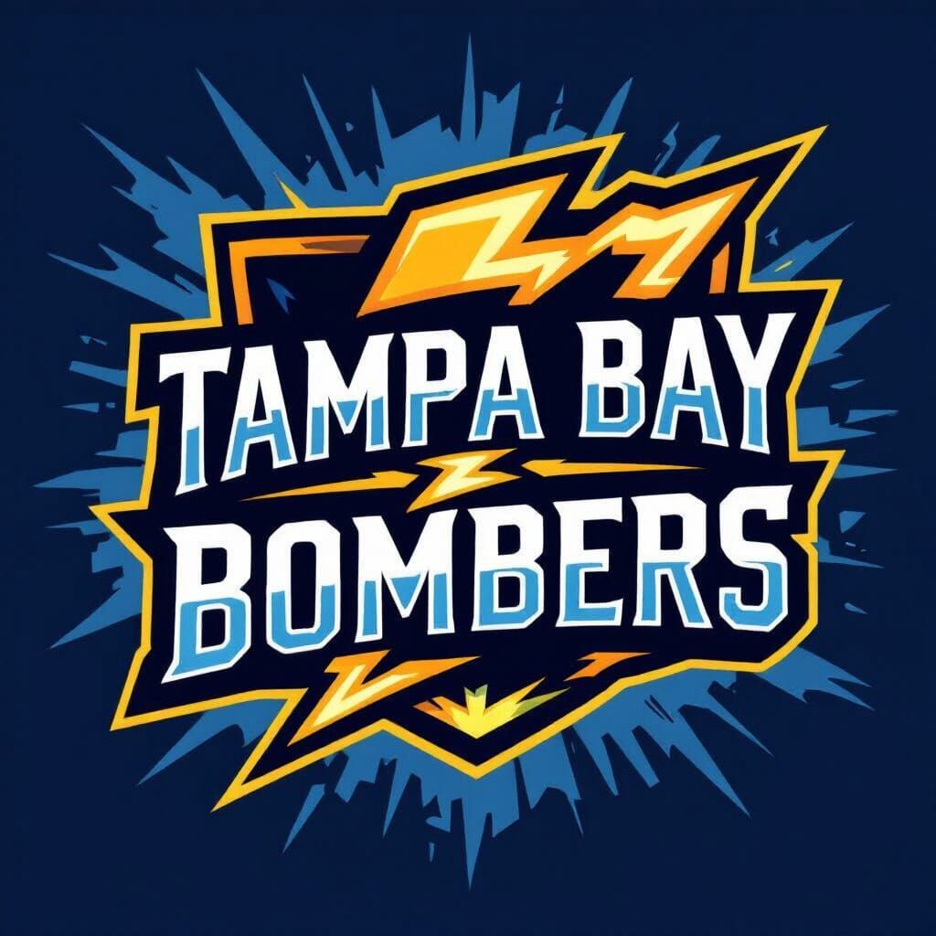 Tampa Bay Bombers Football Team Logo with Lightning Bolt