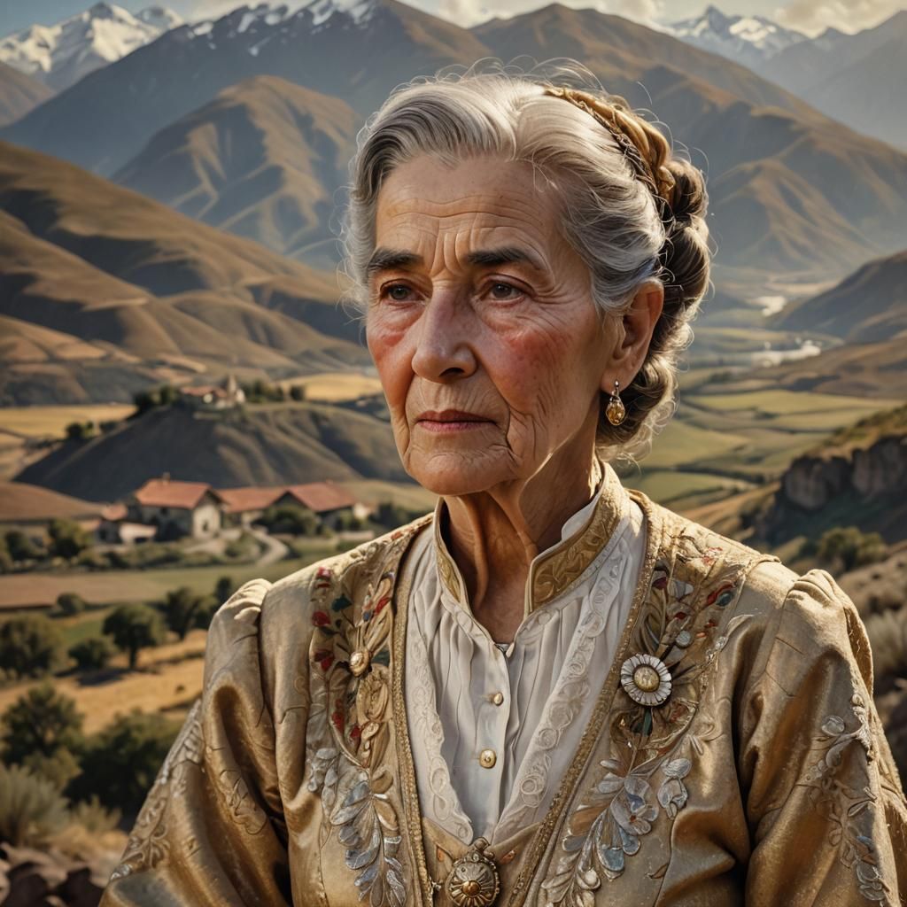 Photorealistic Portrait of Chilean Woman in Traditional Dres...