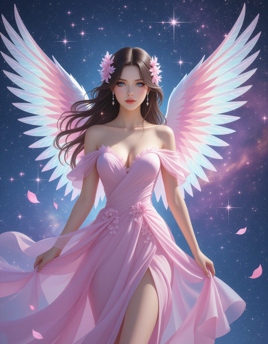 Angel in Cherry Blossom Pink with Translucent Wings