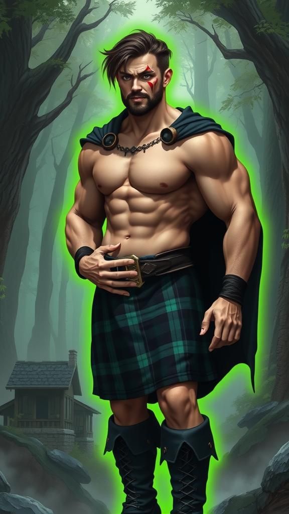 Enchanted Forest: Brawny Man with Glowing Aura