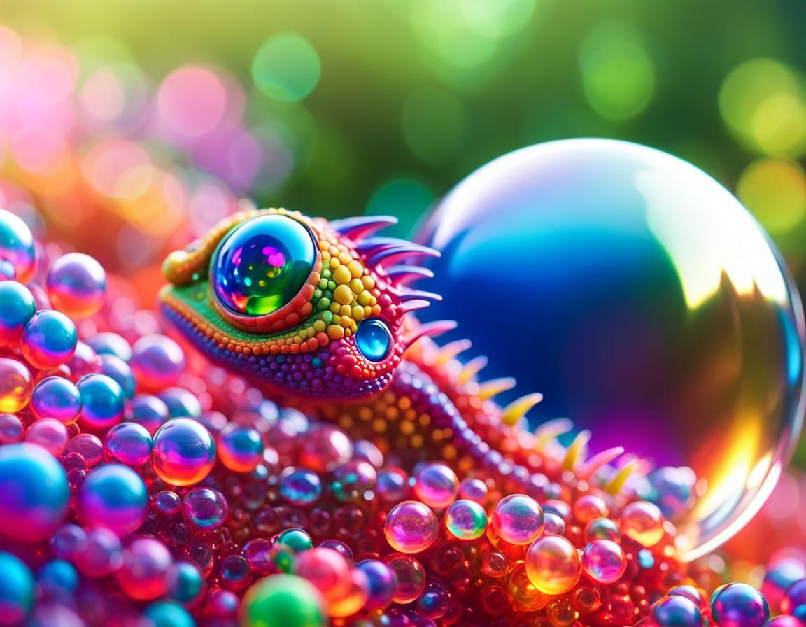 Psychedelic Bubble Dragon Embryo in Ultra-Detailed Photograp...