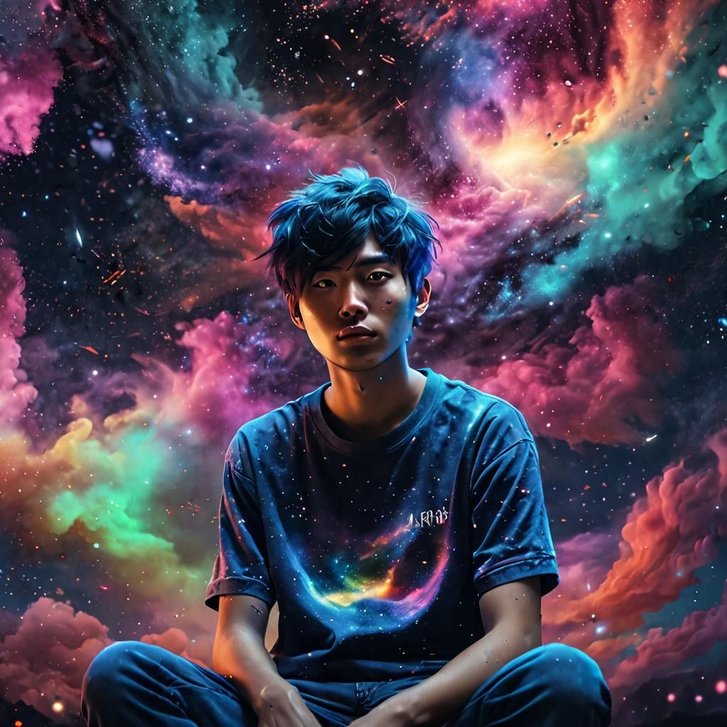 Cosmic Teen Portrait in a Surreal Style