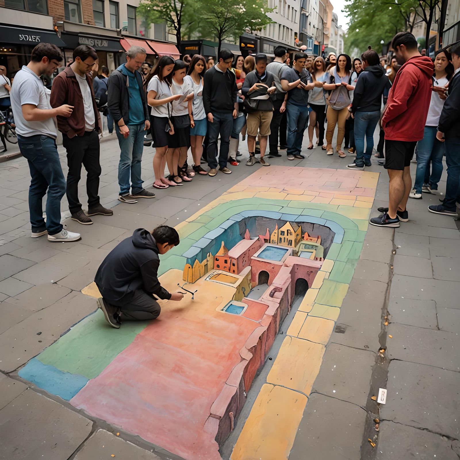 Chalk Artist Creates Underground City Illusion
