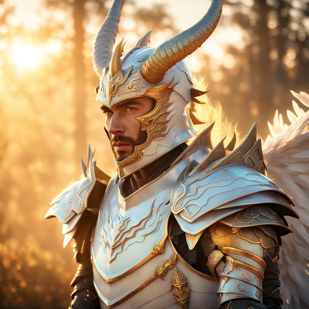 Dragon Knight Portrait with Iridescent Wings