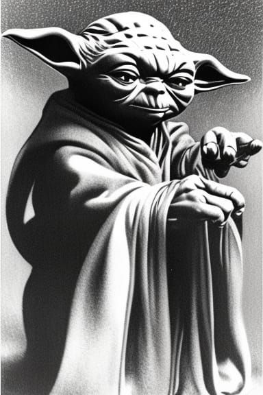 Yoda Portrait in Frank Frazetta Style