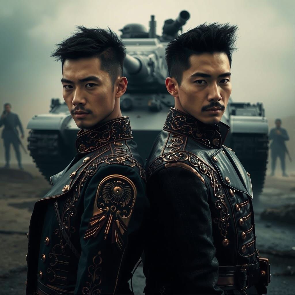 Dieselpunk Warriors in Pre-Raphaelite Style