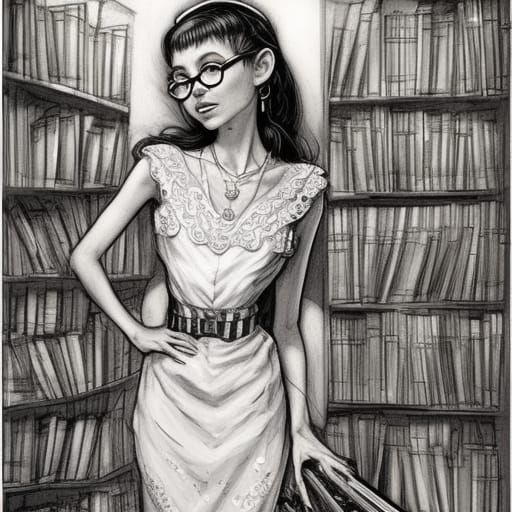 Beautiful Witch Librarian in Intricate Detail