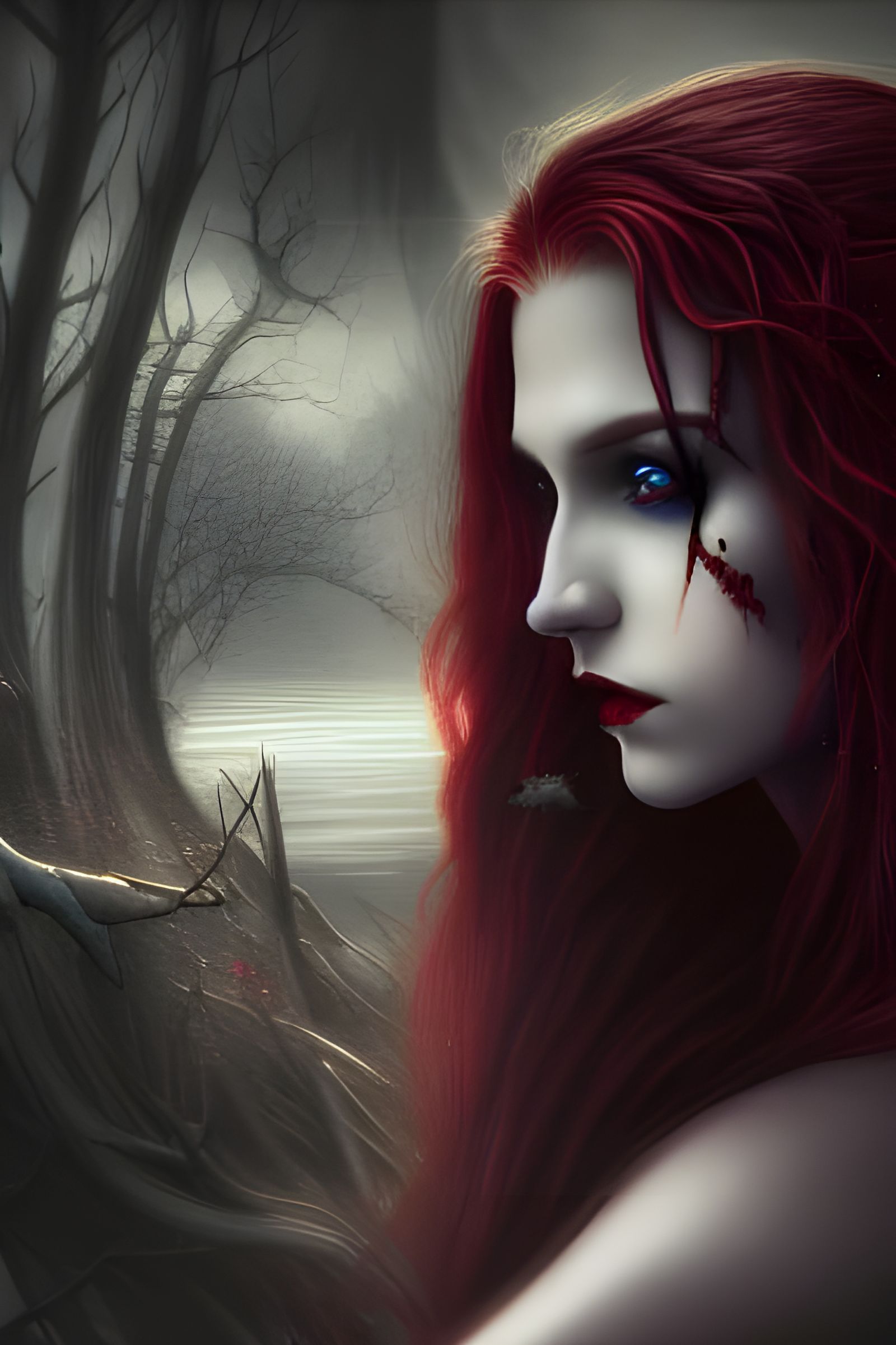 Vampire Couple Detailed Matte Painting