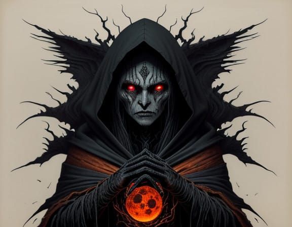 Dark Fantasy Sorceress in Haunting, Biomechanical Art Style