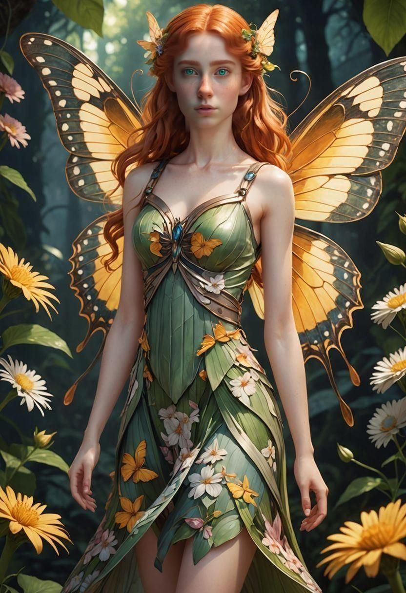 Anime Faerie Woman with Butterfly Wings