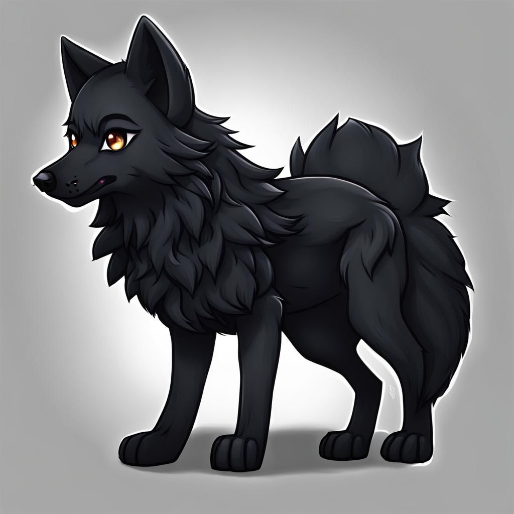 Black Wolf in Chibi Style