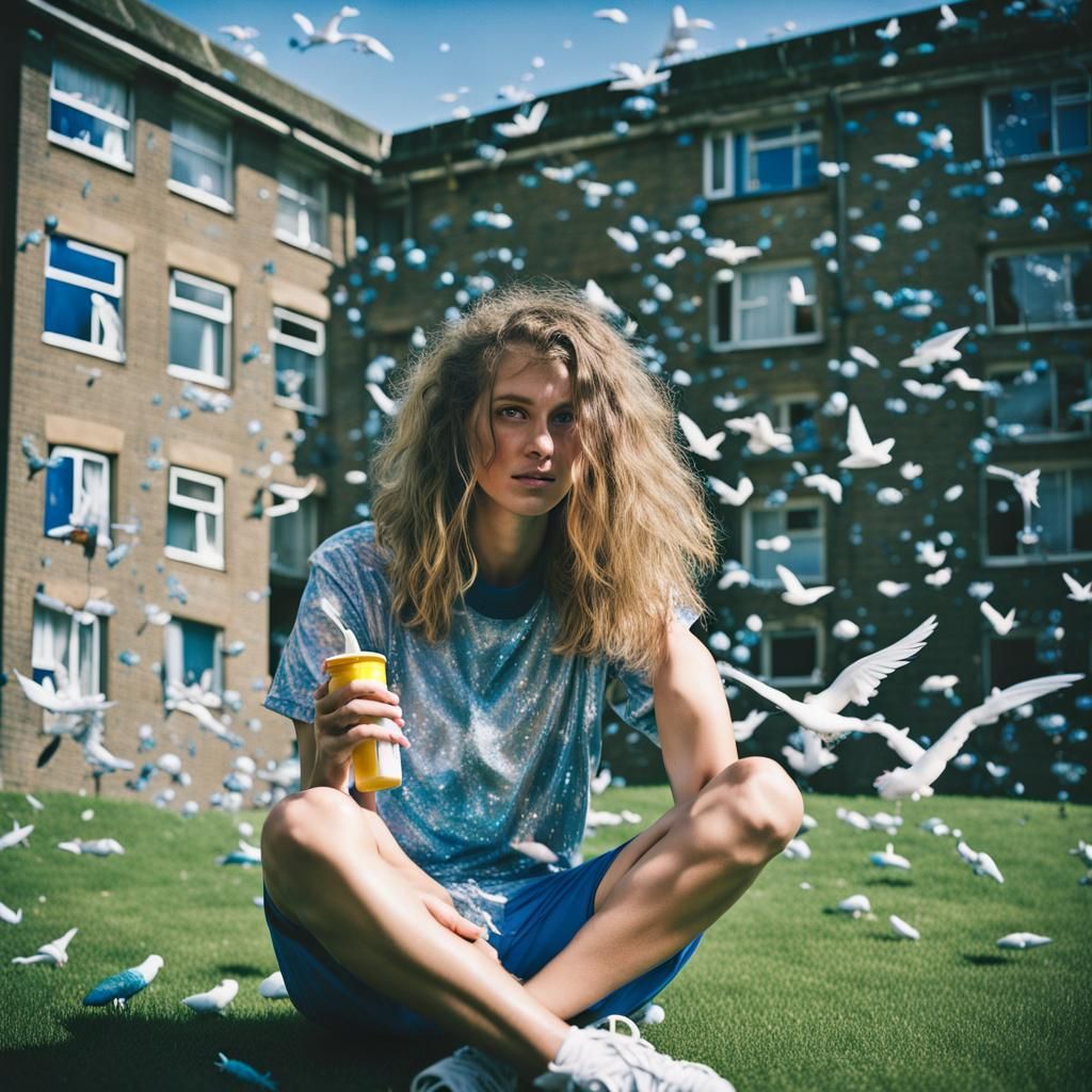 Candid Portrait of a Vaping Man in Polaroid Colors