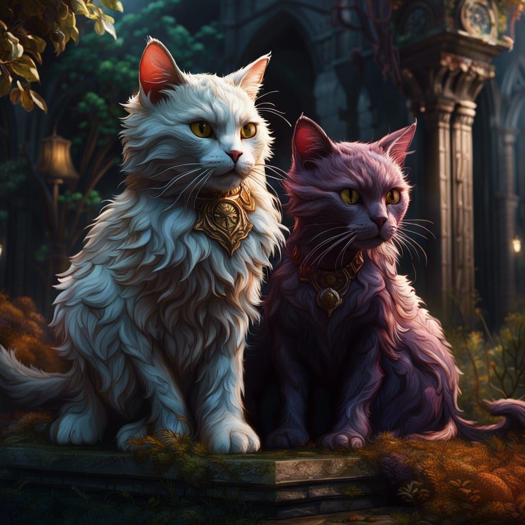 Fantastical Cats in Detailed Digital Painting