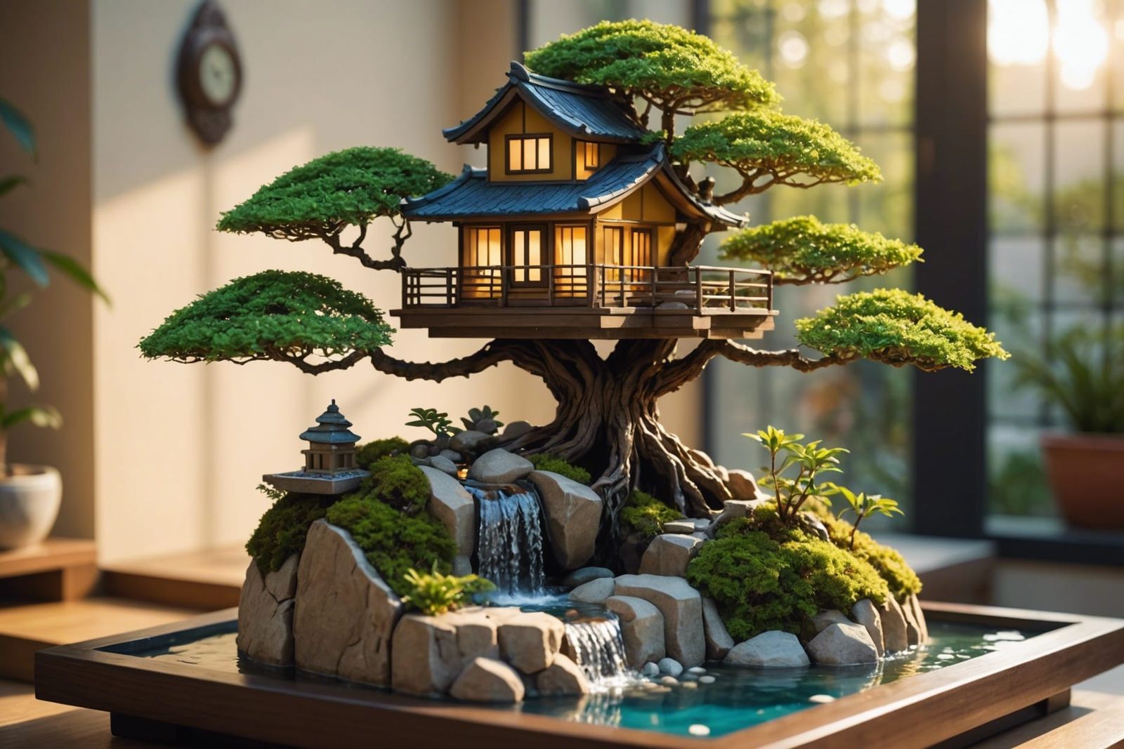 Futuristic Bonsai Treehouse in Zen Garden Style