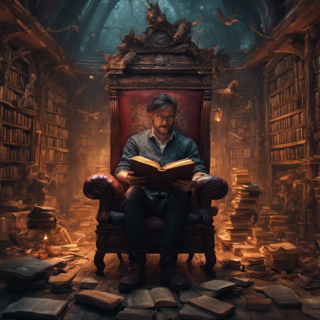 Fantastical Matte Painting of a Person Reading