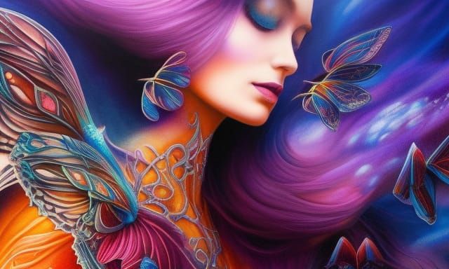 Rose Fairy Portrait in Forest Rain Fantasy