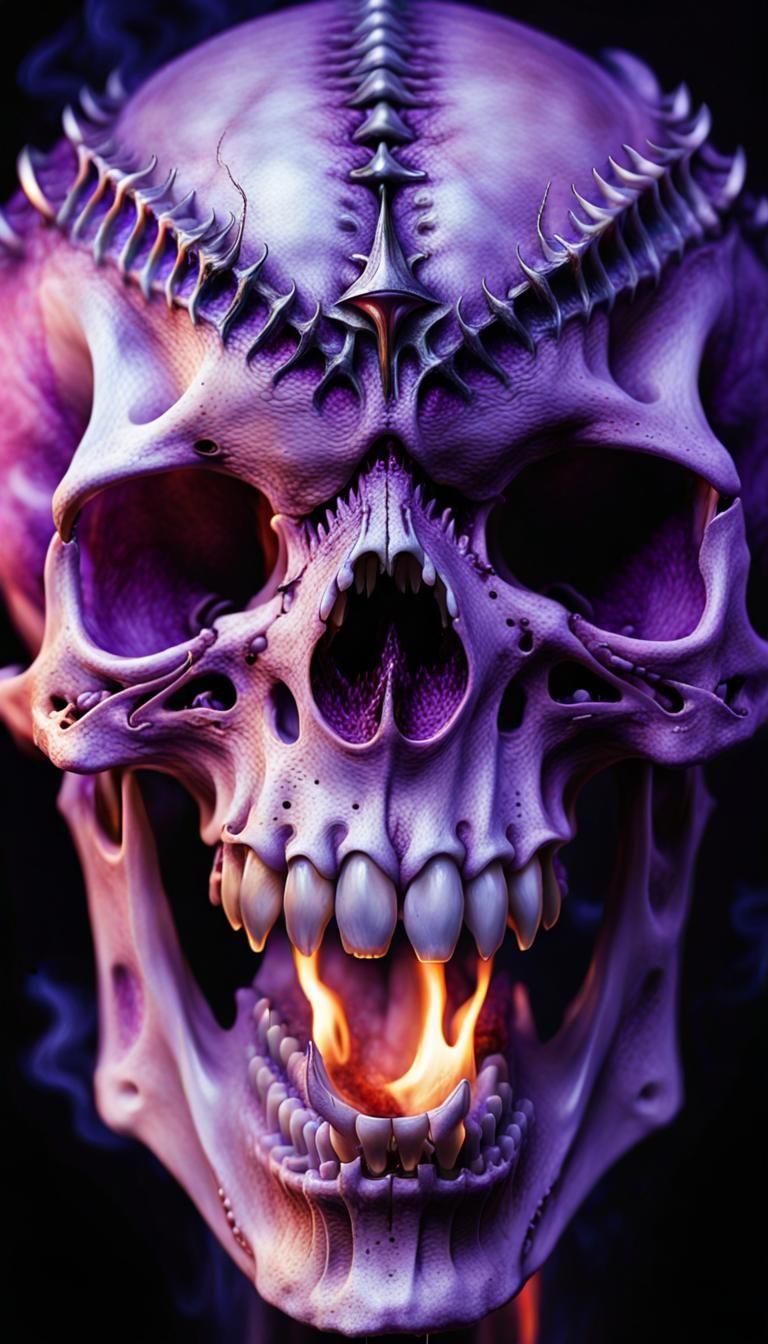 Cenobyte skull on fire - static