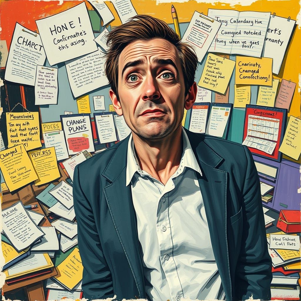 Man Overwhelmed by Chaos and Contradiction