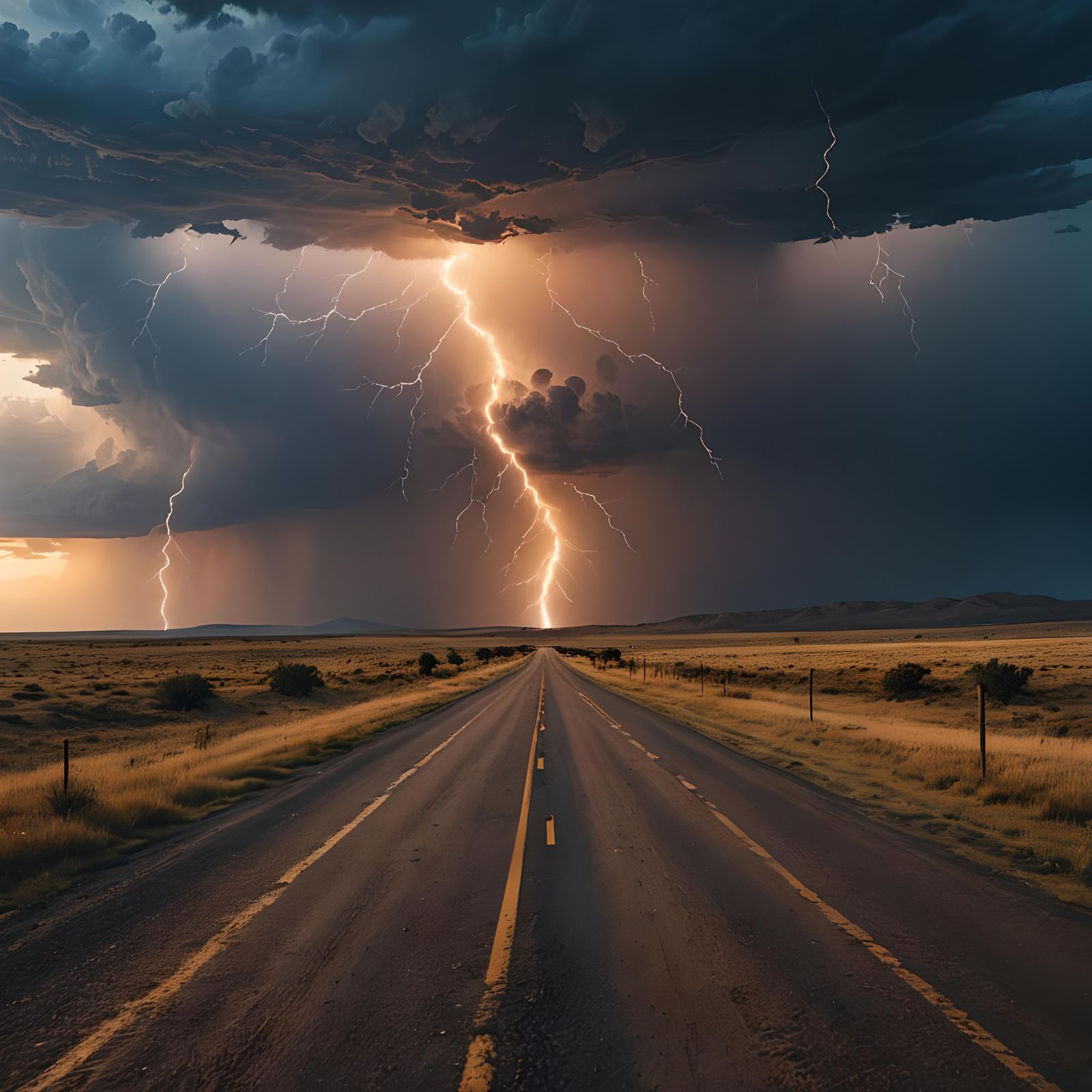 Prairie Road Lightning Strike: Professional Photography