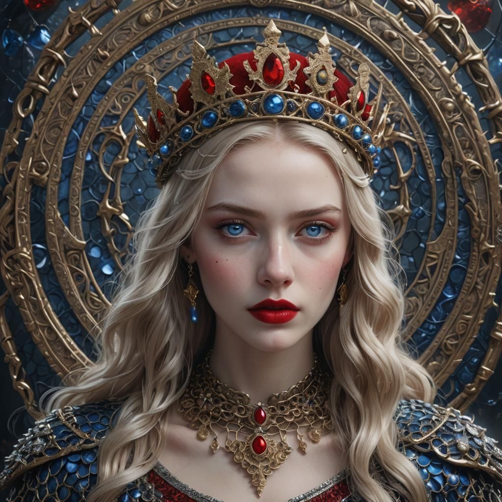 Woman with Chainmail Crown: Hyperrealistic Portrait