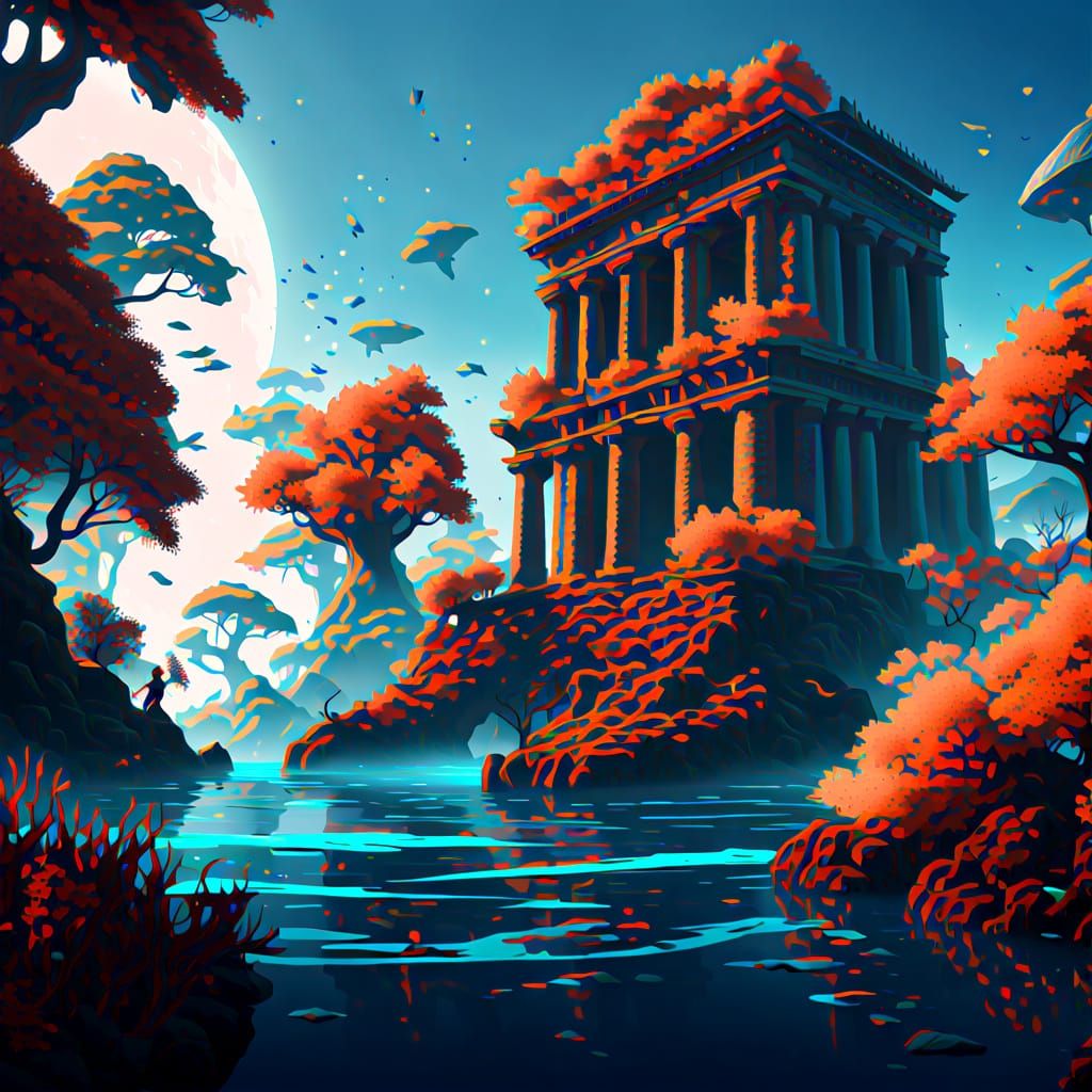 Ethereal Merfolk in Bioluminescent Underwater Forest