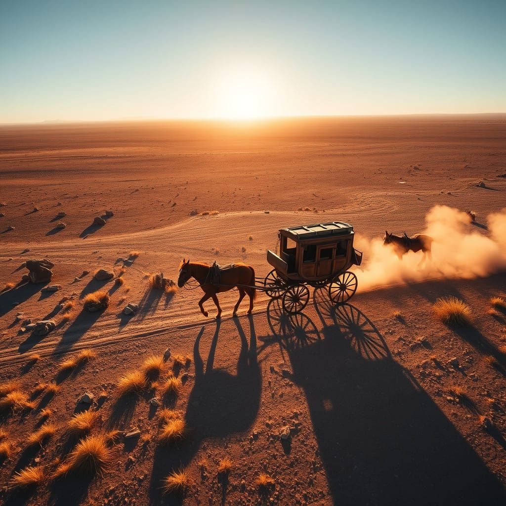 A Rugged Stagecoach Crossing the Deserted Páramo in the Old ...