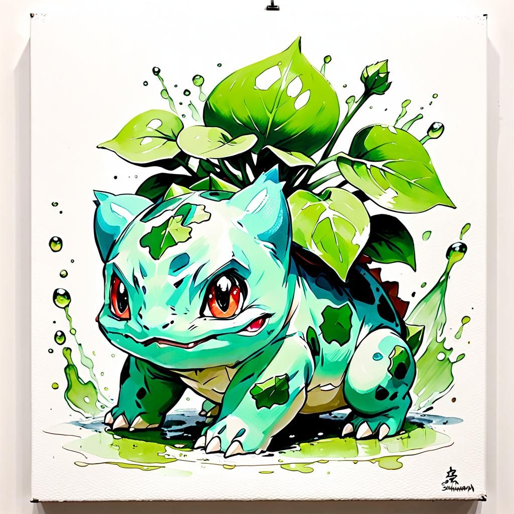 Baby Bulbasaur in Manga Style with 3D Shading