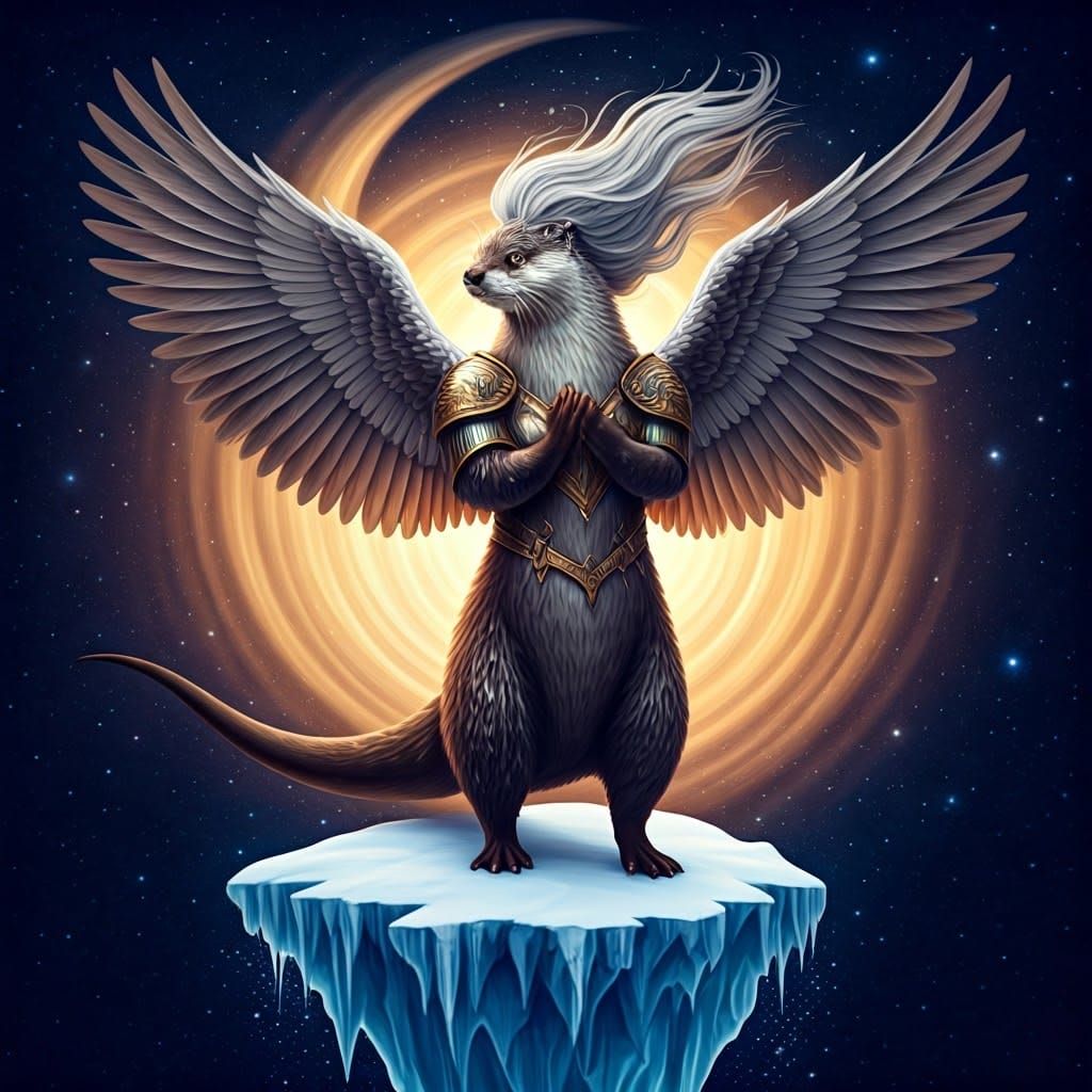 Celestial Otter-Woman in Baroque Armor, Art Nouveau Style