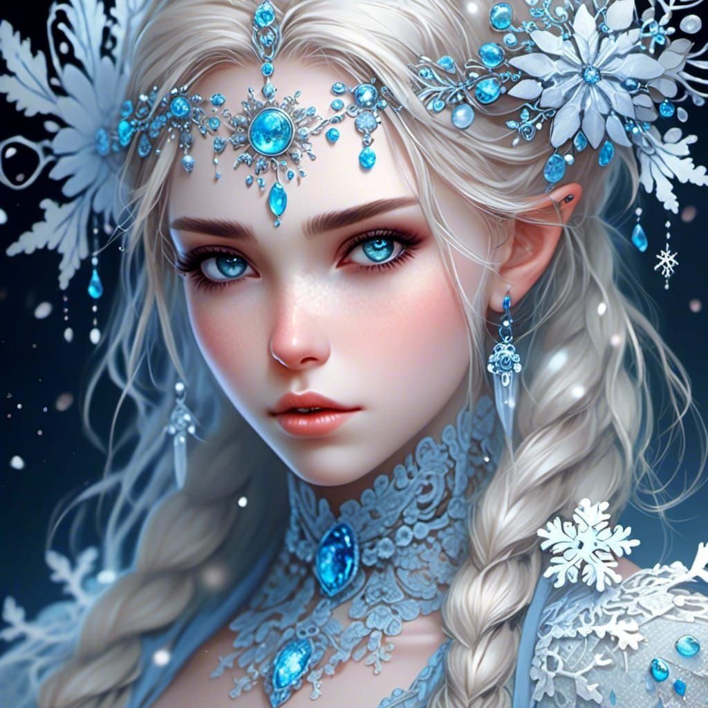 Icy Gaze: A Hyperrealistic Fairycore Portrait