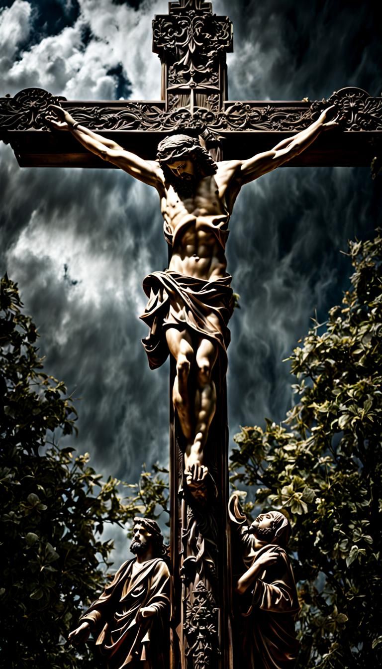 Jesus on the Cross: Hyperrealistic Cinematic Depiction