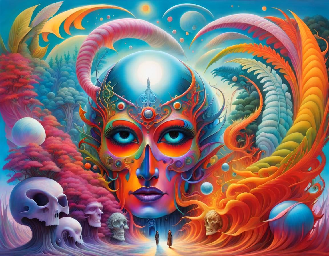 Psychedelic Angels: A Surreal Digital Oil Painting